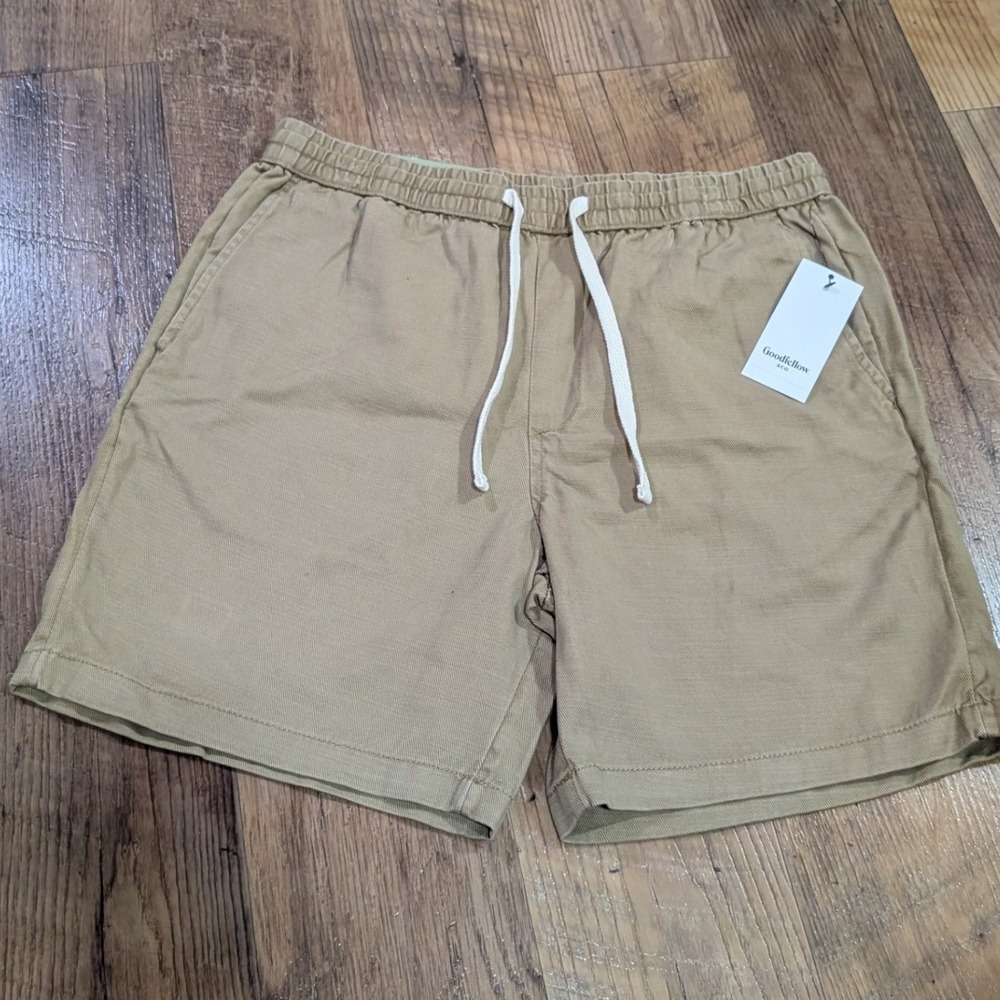 Goodfellow & Co Vintage Pull On Shorts Mens M Tan NWT 7 Inch Inseam Drawstring